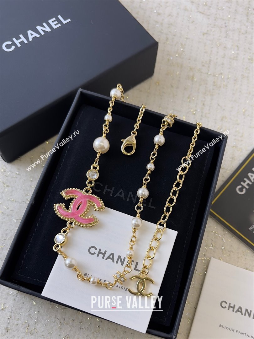 Chanel Short Necklace CH101062 Gold/Pink 2024 (YF-24101062)