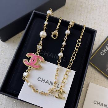 Chanel Short Necklace CH101062 Gold/Pink 2024 (YF-24101062)