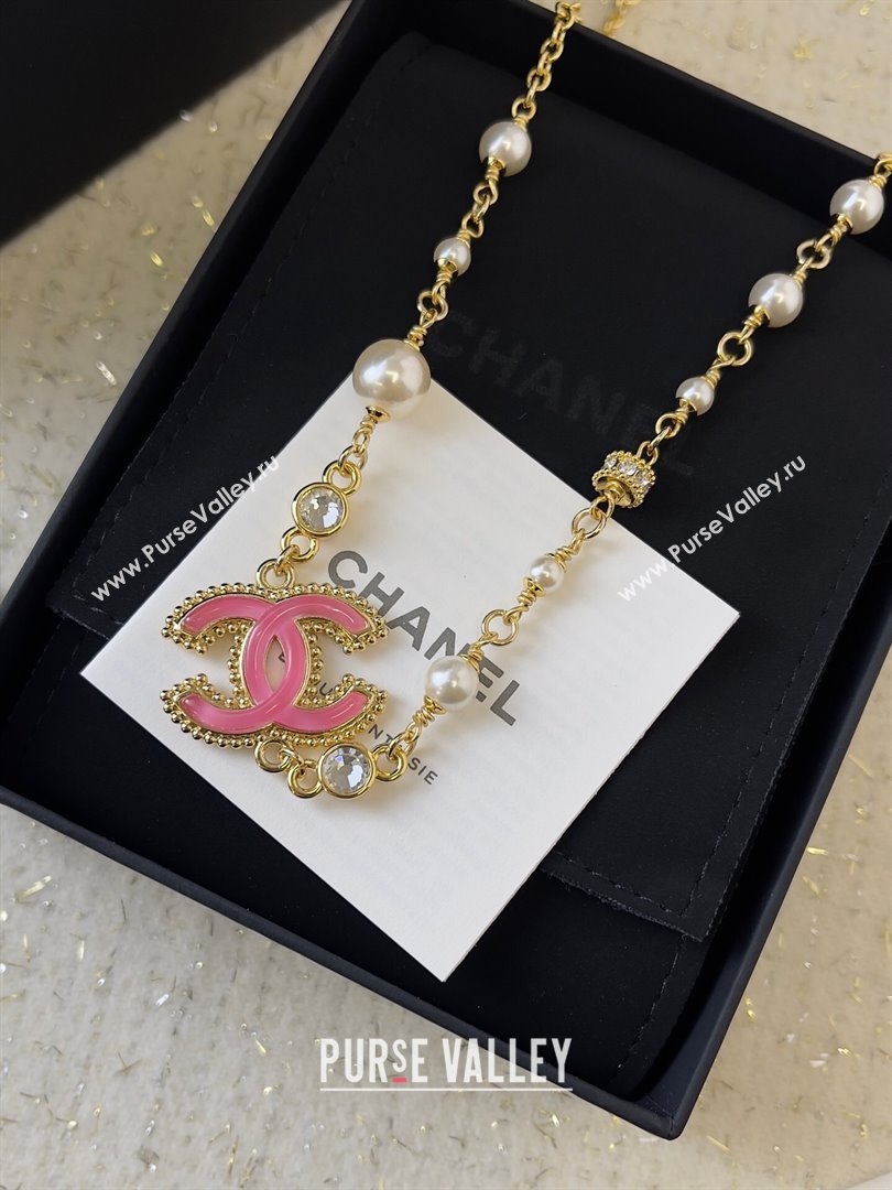 Chanel Short Necklace CH101062 Gold/Pink 2024 (YF-24101062)