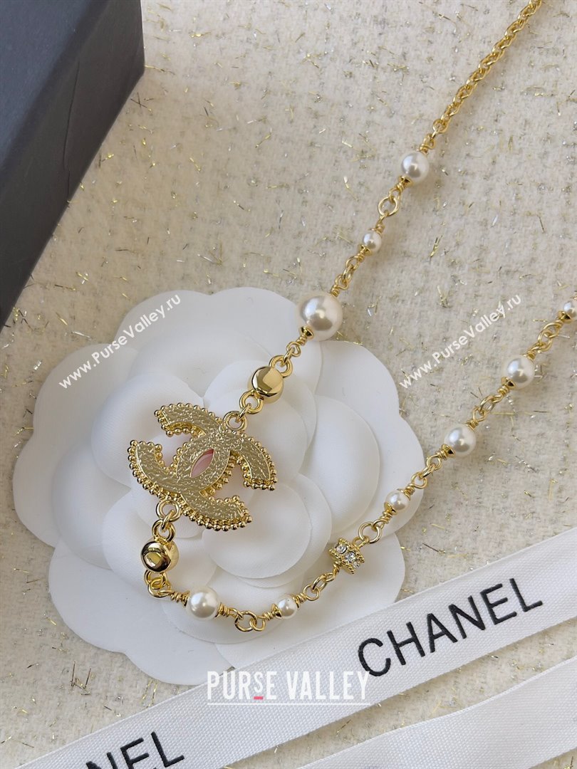 Chanel Short Necklace CH101062 Gold/Pink 2024 (YF-24101062)