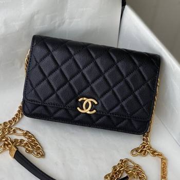 Chanel Grained Calfskin & Gold-Tone Metal Wallet on Chain WOC AP2332 Black 2021 (SM-21082706)