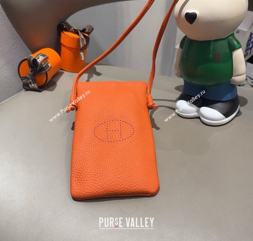 Hermes Grained Phone Mini Bag Orange 2025 0616 (SHI-250616023)