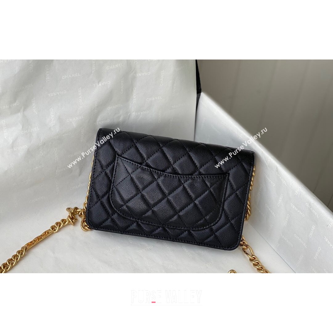 Chanel Grained Calfskin & Gold-Tone Metal Wallet on Chain WOC AP2332 Black 2021 (SM-21082706)