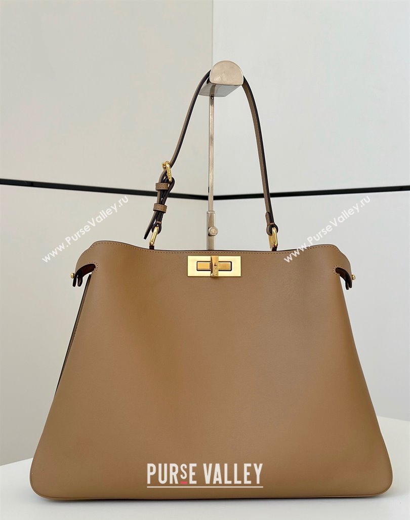 Fendi Peekaboo Soft Large Bag in Calfskin Leather Bag 80172L Beige 2024 TOP (CL-241102002)