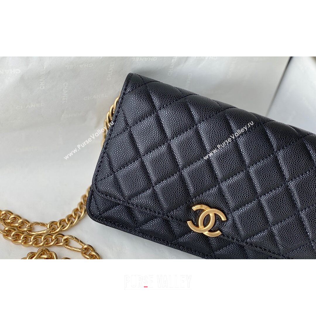 Chanel Grained Calfskin & Gold-Tone Metal Wallet on Chain WOC AP2332 Black 2021 (SM-21082706)