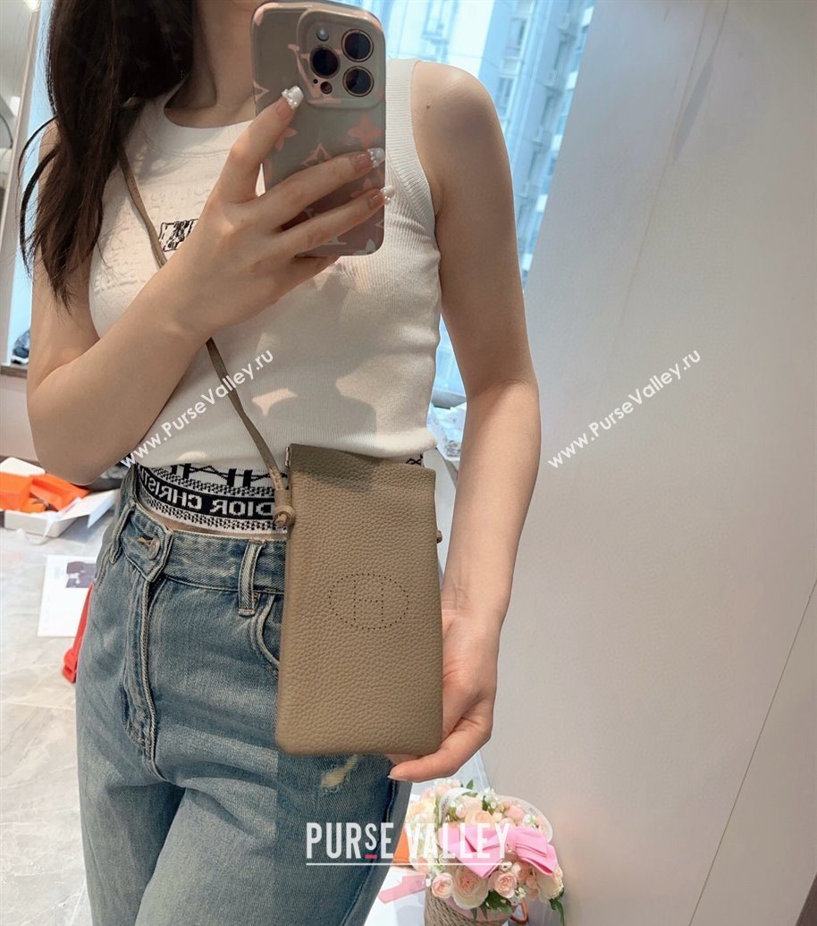 Hermes Grained Phone Mini Bag Grey 2025 0616 (SHI-250616024)