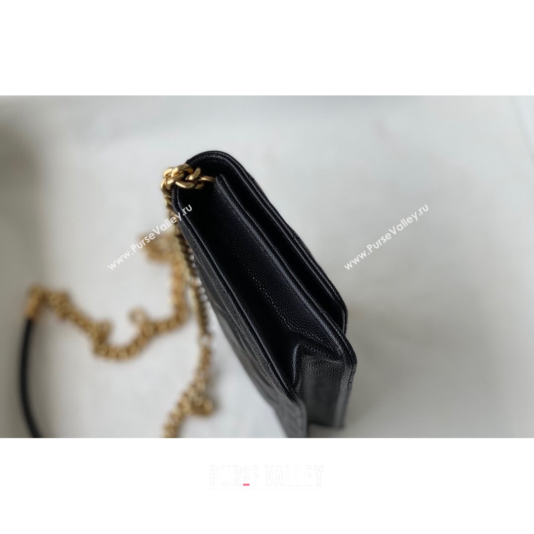 Chanel Grained Calfskin & Gold-Tone Metal Wallet on Chain WOC AP2332 Black 2021 (SM-21082706)