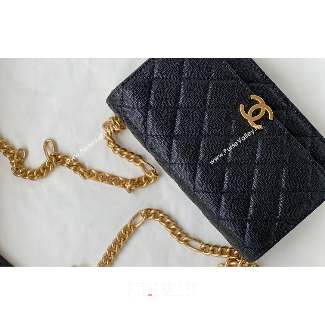 Chanel Grained Calfskin & Gold-Tone Metal Wallet on Chain WOC AP2332 Black 2021 (SM-21082706)