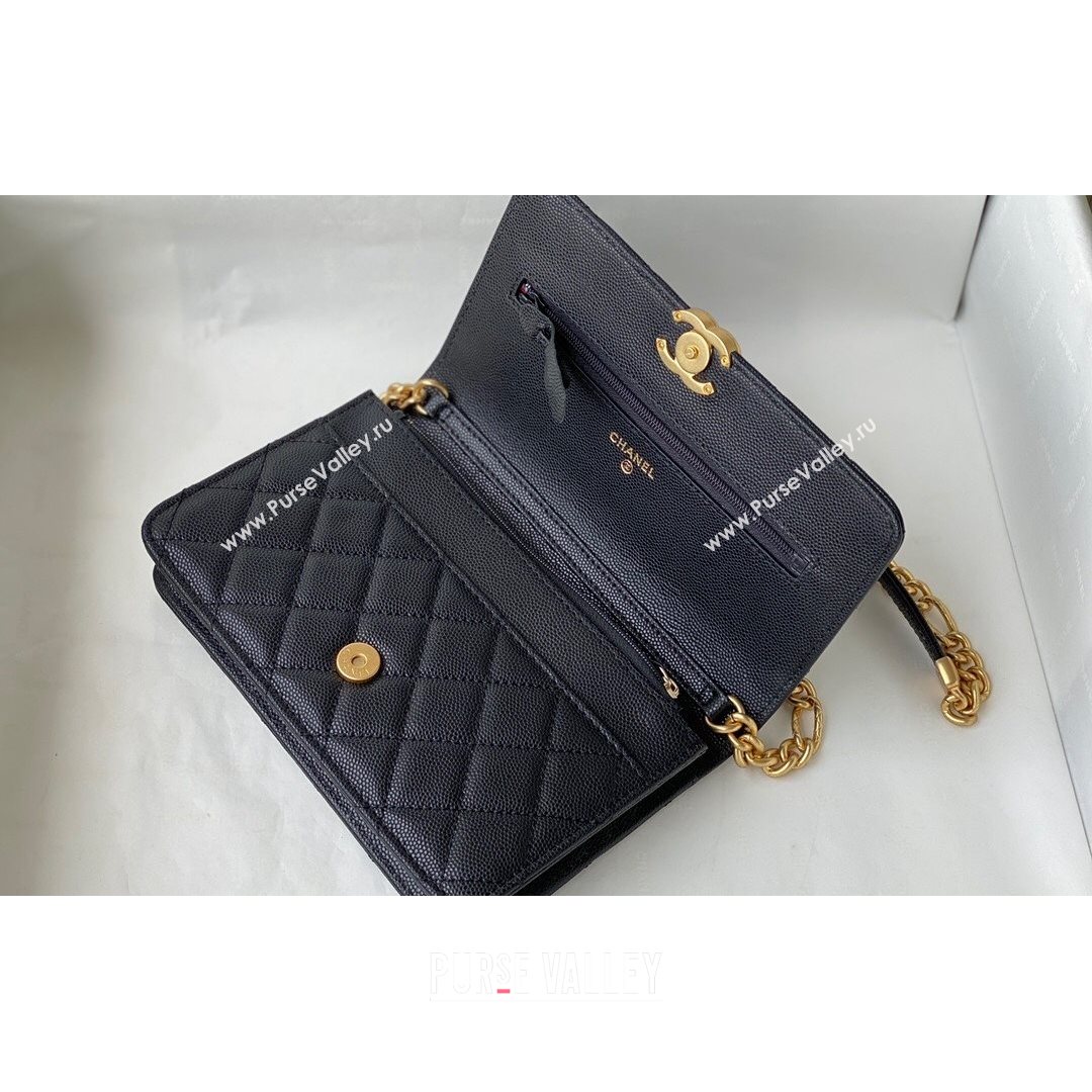 Chanel Grained Calfskin & Gold-Tone Metal Wallet on Chain WOC AP2332 Black 2021 (SM-21082706)