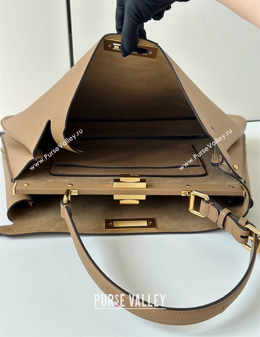 Fendi Peekaboo Soft Large Bag in Calfskin Leather Bag 80172L Beige 2024 TOP (CL-241102002)