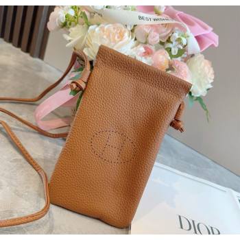 Hermes Grained Phone Mini Bag Brown 2025 0616 (SHI-250616025)