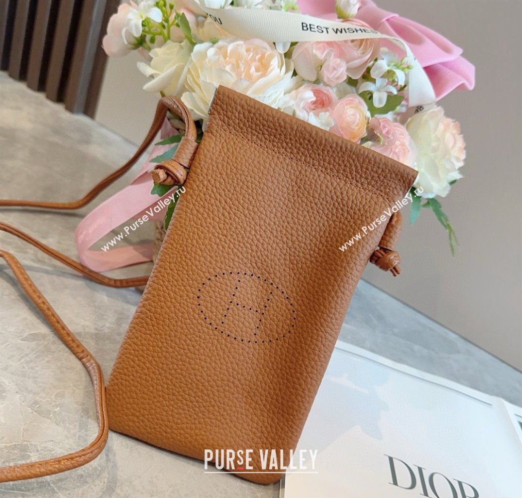 Hermes Grained Phone Mini Bag Brown 2025 0616 (SHI-250616025)