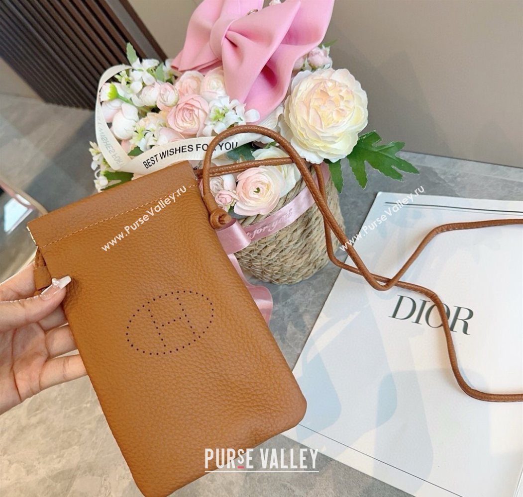 Hermes Grained Phone Mini Bag Brown 2025 0616 (SHI-250616025)