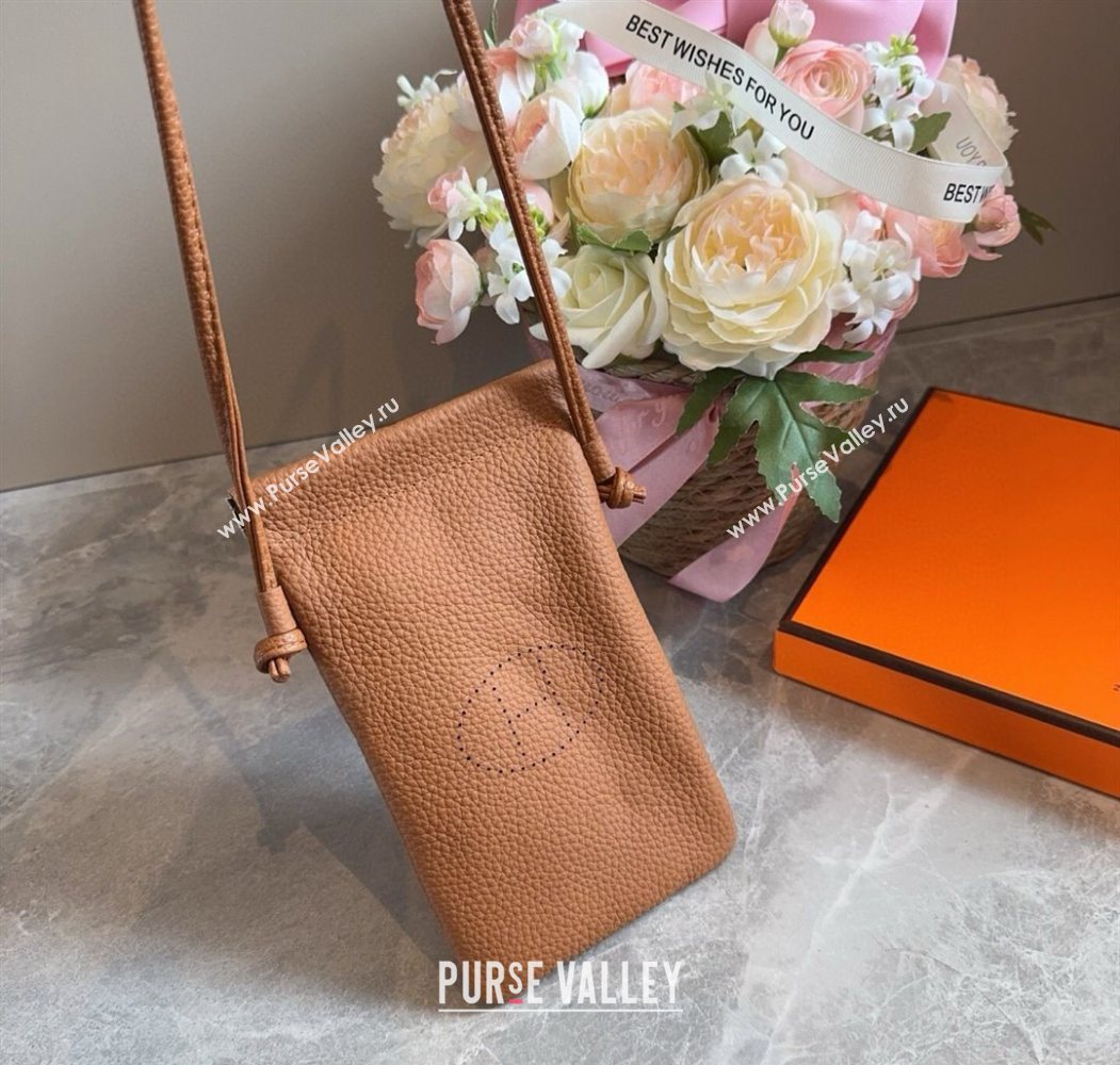 Hermes Grained Phone Mini Bag Brown 2025 0616 (SHI-250616025)