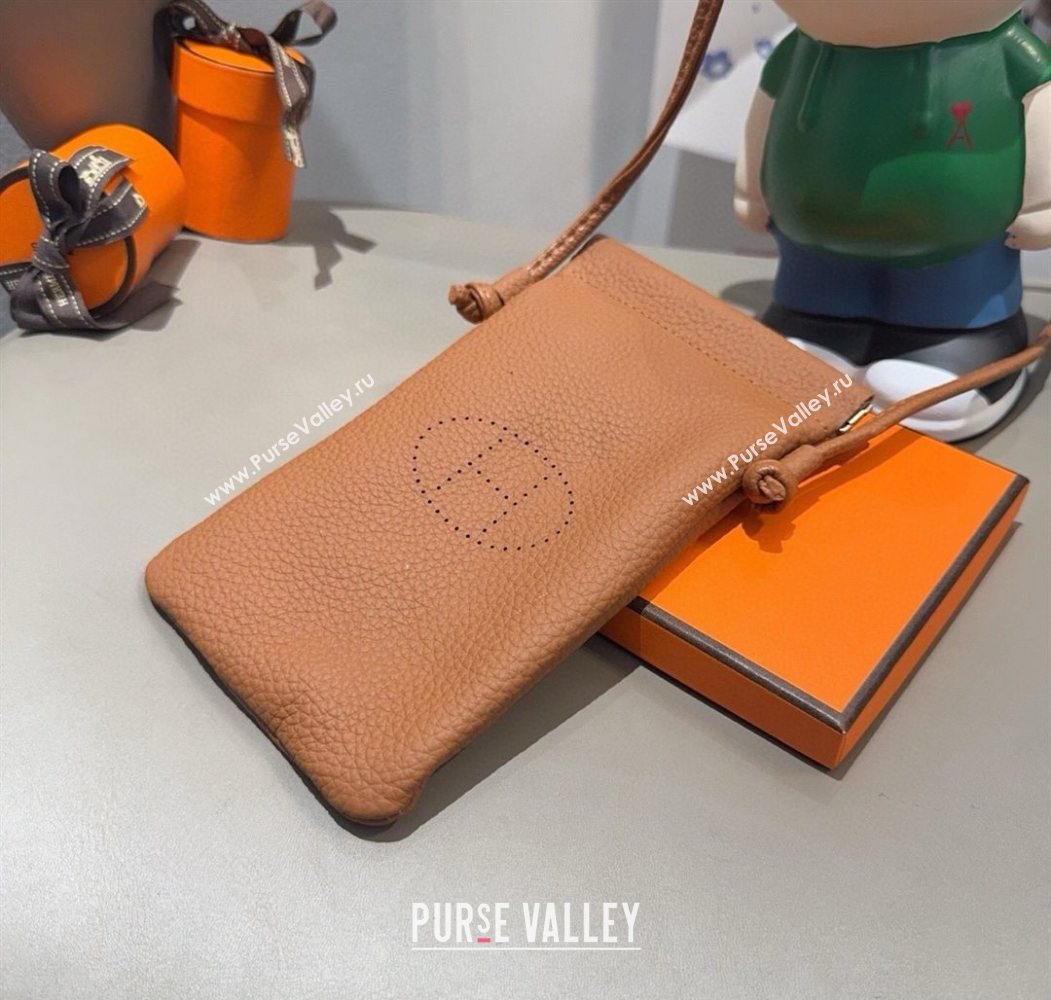 Hermes Grained Phone Mini Bag Brown 2025 0616 (SHI-250616025)