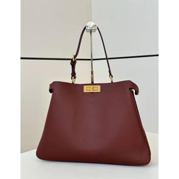 Fendi Peekaboo Soft Large Bag in Calfskin Leather Bag 80172L Dark Burgundy 2024 TOP (CL-241102003)