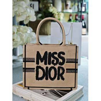 Dior Small Book Tote bag in Beige and Black Miss Dior Graffiti Embroidery 1286 2024 (DMZ-24082305)