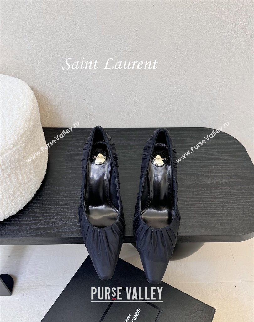 Saint Laurent Mesh Covered High Heel Pumps 11cm Dark Blue 2025 (MD-250424023)