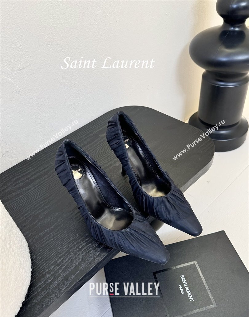 Saint Laurent Mesh Covered High Heel Pumps 11cm Dark Blue 2025 (MD-250424023)