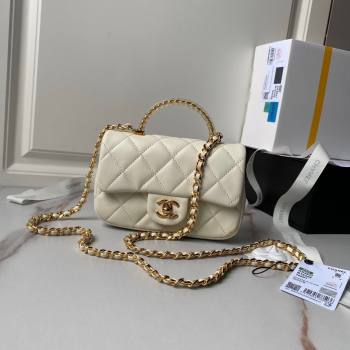 Chanel Mini Flap Bag with Top Handle AS4847 White 2024 (YEZI-24051302)