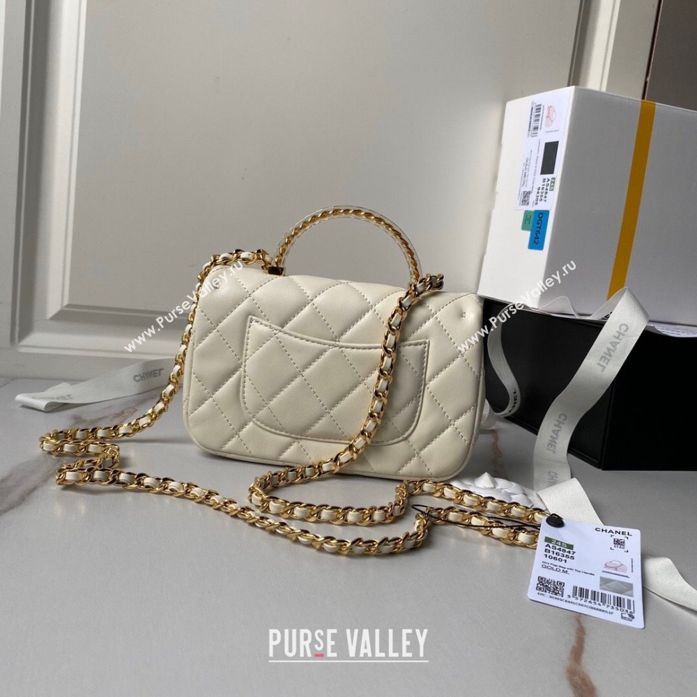 Chanel Mini Flap Bag with Top Handle AS4847 White 2024 (YEZI-24051302)
