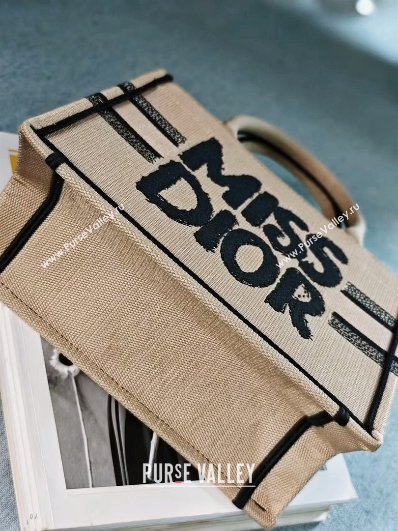 Dior Small Book Tote bag in Beige and Black Miss Dior Graffiti Embroidery 1286 2024 (DMZ-24082305)