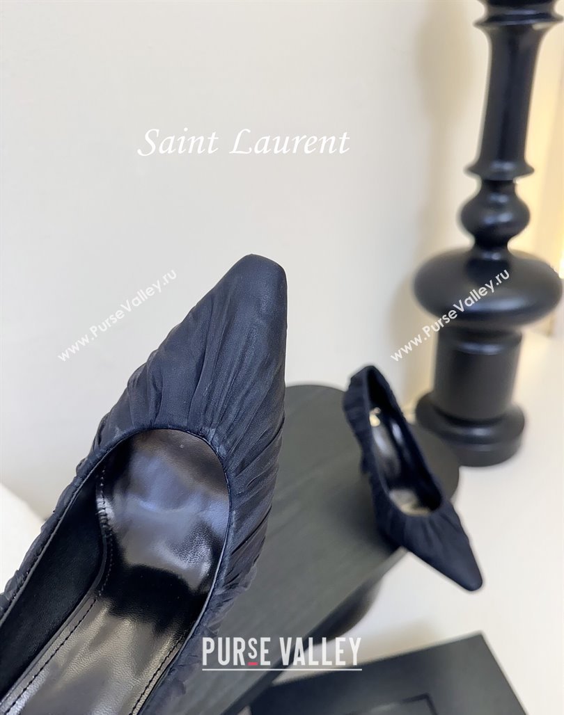 Saint Laurent Mesh Covered High Heel Pumps 11cm Dark Blue 2025 (MD-250424023)