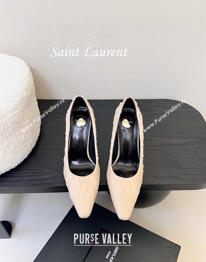 Saint Laurent Mesh Covered High Heel Pumps 11cm Light Nude 2025 (MD-250424024)
