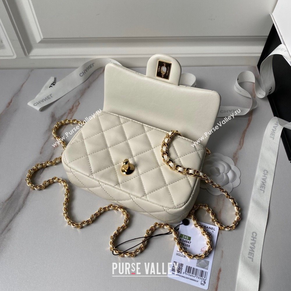 Chanel Mini Flap Bag with Top Handle AS4847 White 2024 (YEZI-24051302)