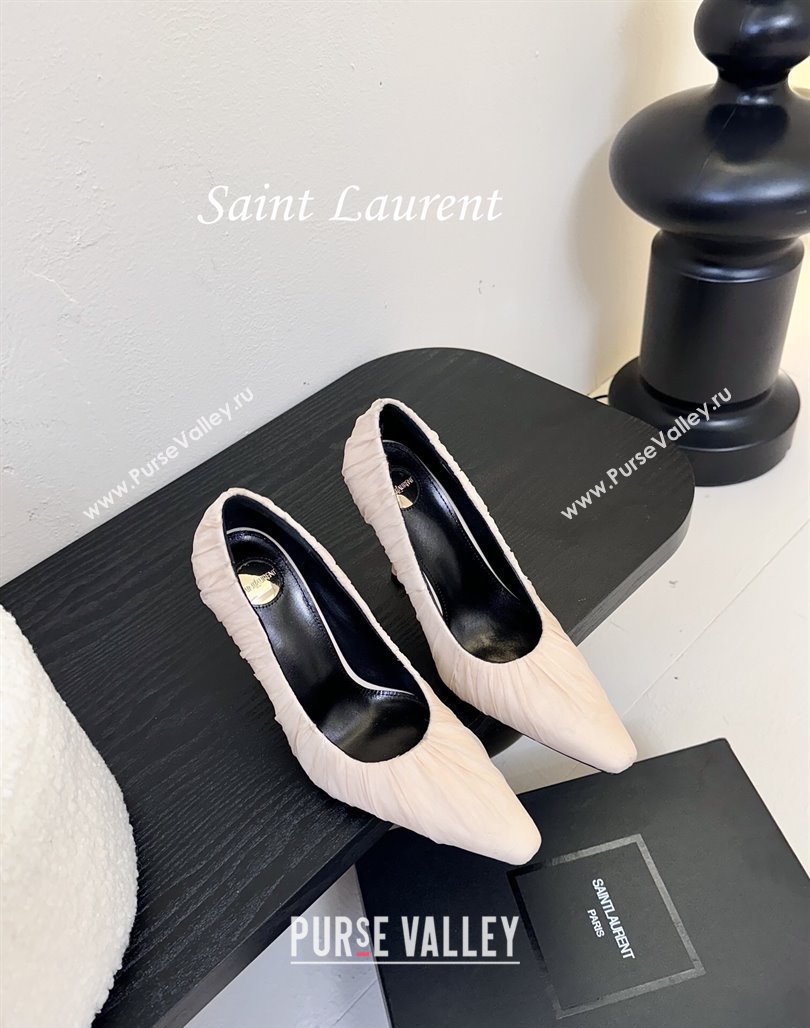 Saint Laurent Mesh Covered High Heel Pumps 11cm Light Nude 2025 (MD-250424024)