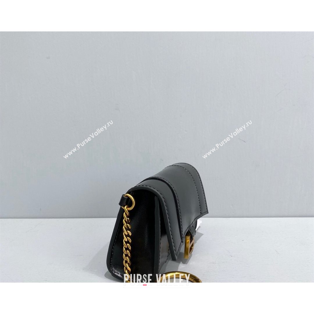 Balenciaga Hourglass Card Case with Chain in Black Smooth Calfskin 2021 92789  (NM-21080523)