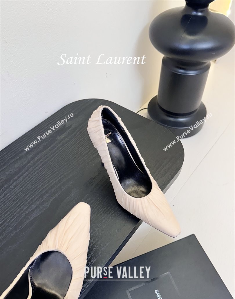 Saint Laurent Mesh Covered High Heel Pumps 11cm Light Nude 2025 (MD-250424024)