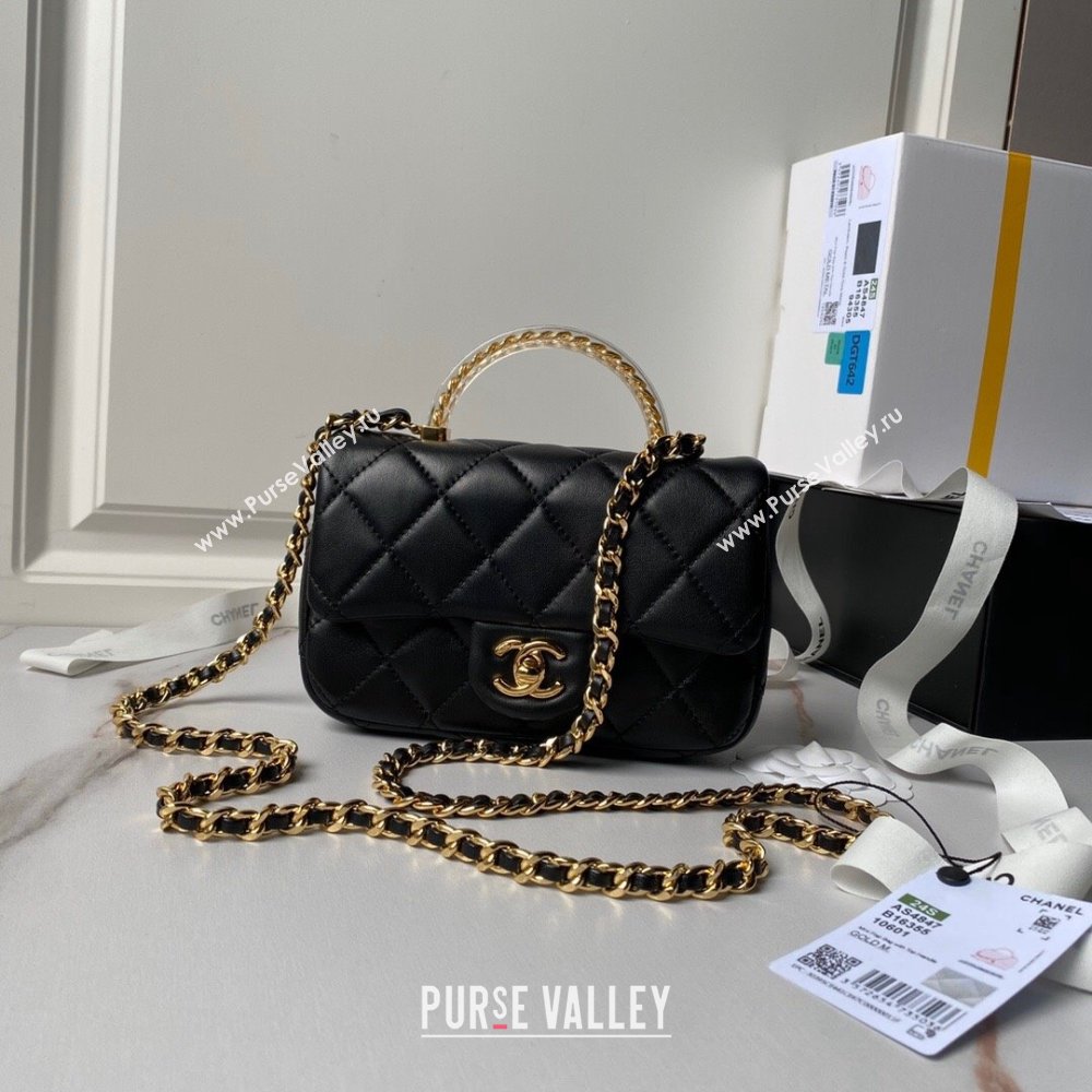 Chanel Mini Flap Bag with Top Handle AS4847 Black 2024 (YEZI-24051303)
