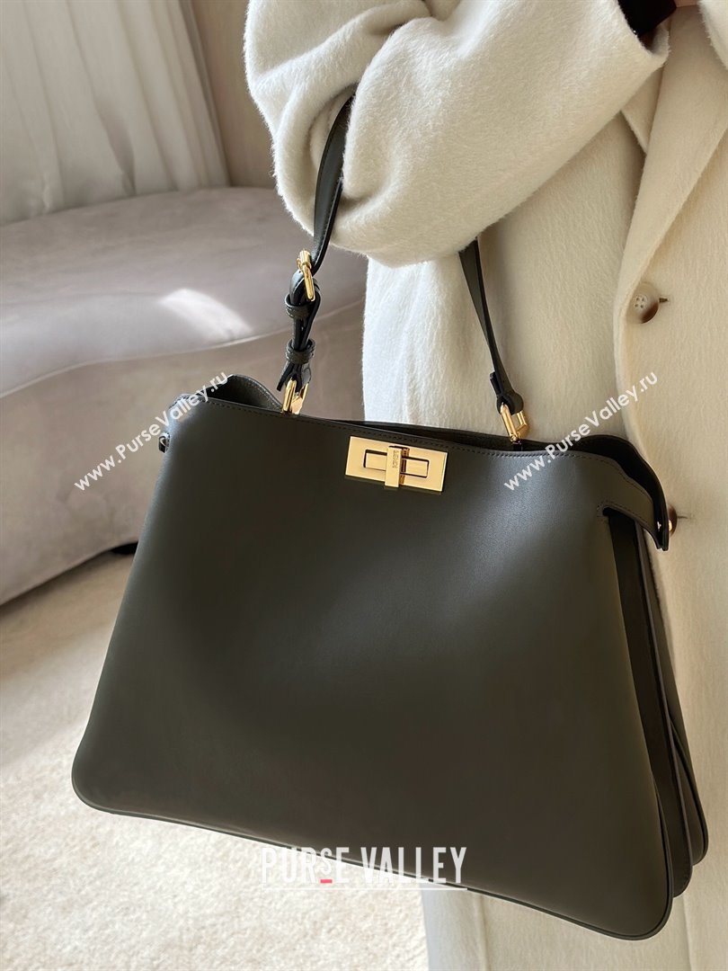 Fendi Peekaboo Soft Large Bag in Calfskin Leather Bag 80172L Green 2024 TOP (CL-241102004)