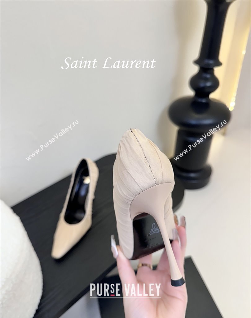 Saint Laurent Mesh Covered High Heel Pumps 11cm Light Nude 2025 (MD-250424024)