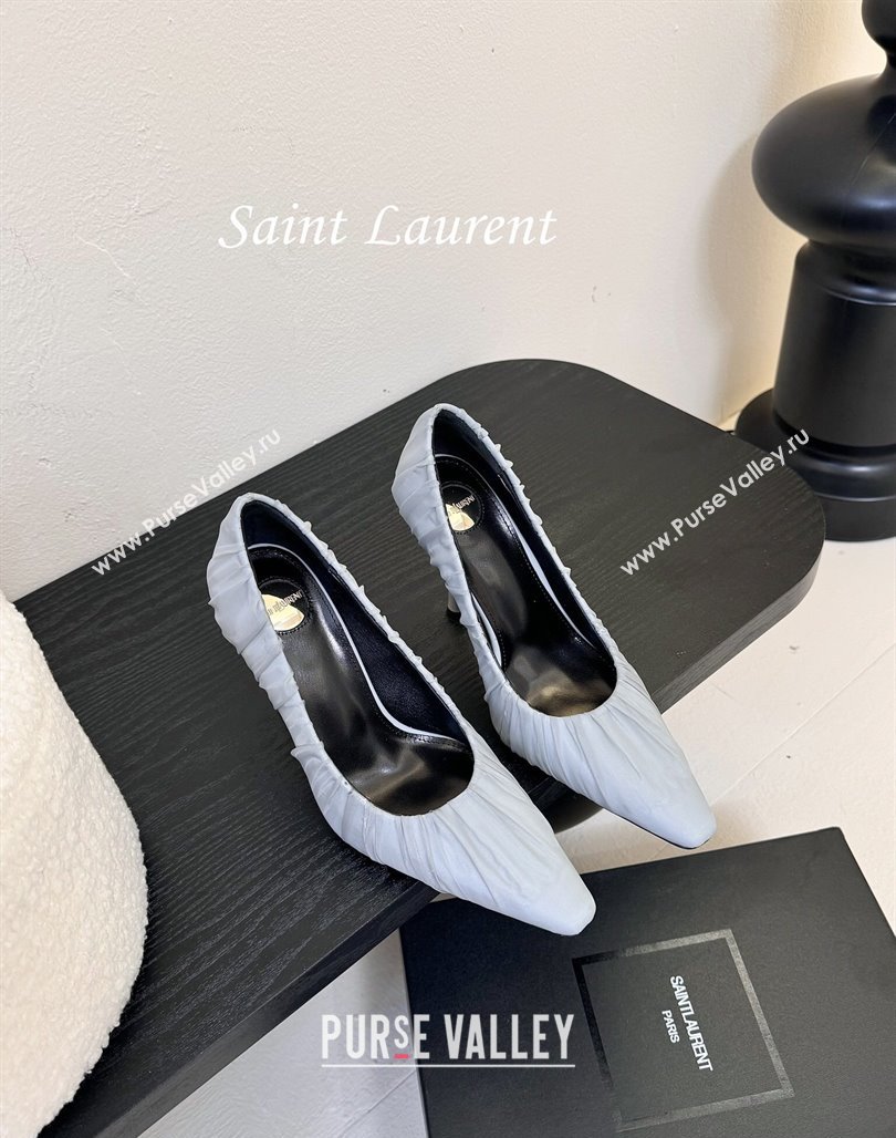 Saint Laurent Mesh Covered High Heel Pumps 11cm Light Blue 2025 (MD-250424025)