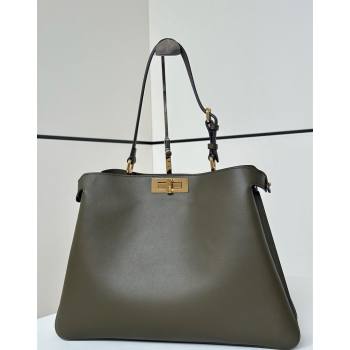 Fendi Peekaboo Soft Large Bag in Calfskin Leather Bag 80172L Green 2024 TOP (CL-241102004)