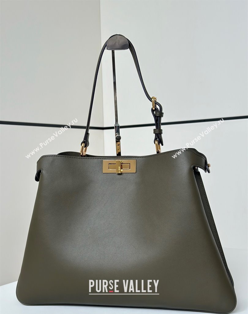 Fendi Peekaboo Soft Large Bag in Calfskin Leather Bag 80172L Green 2024 TOP (CL-241102004)