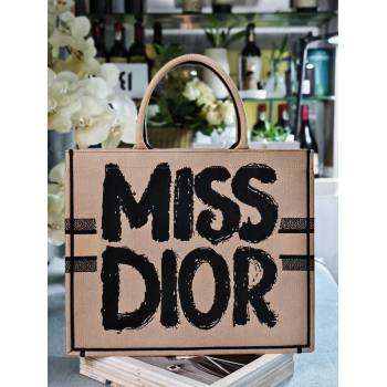 Dior Large Book Tote bag in Beige and Black Miss Dior Graffiti Embroidery 1286 2024 (DMZ-24082307)