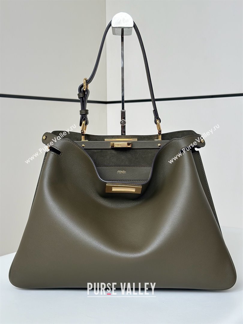 Fendi Peekaboo Soft Large Bag in Calfskin Leather Bag 80172L Green 2024 TOP (CL-241102004)