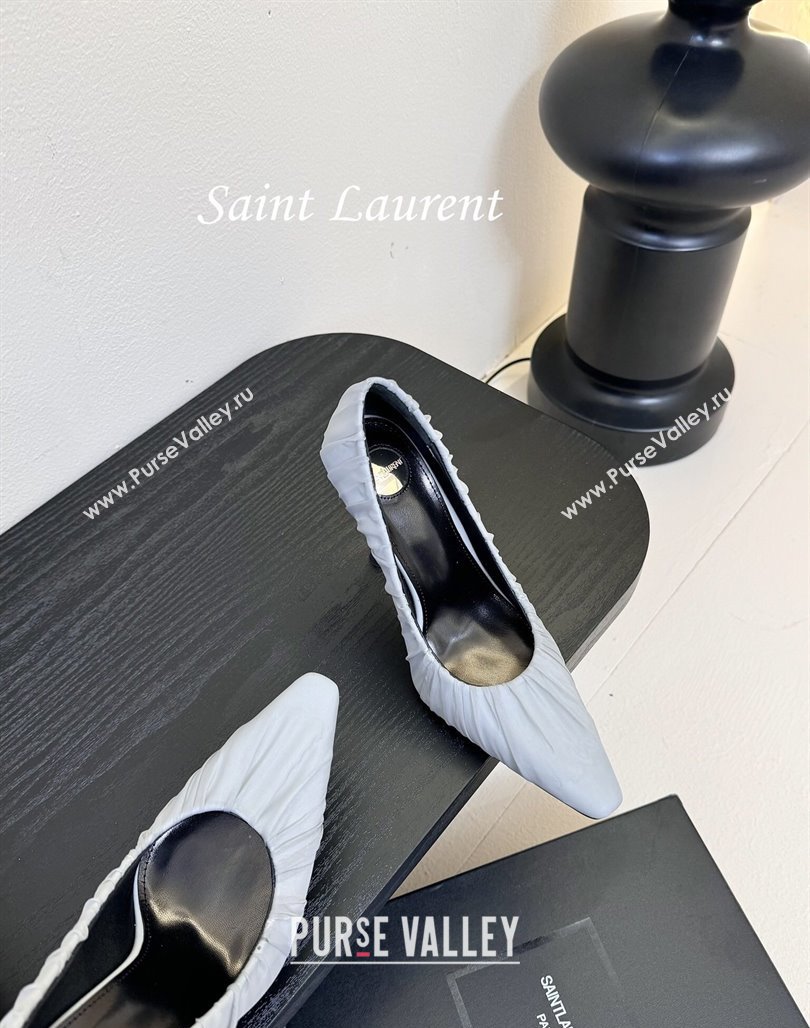 Saint Laurent Mesh Covered High Heel Pumps 11cm Light Blue 2025 (MD-250424025)