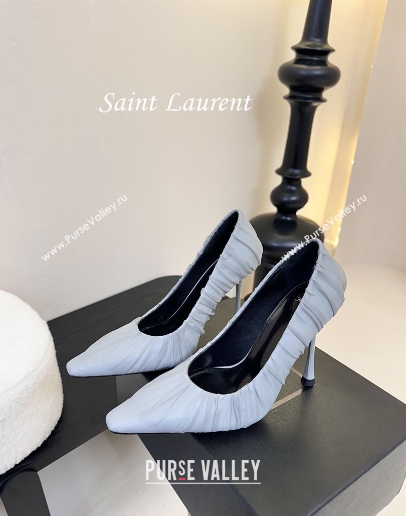 Saint Laurent Mesh Covered High Heel Pumps 11cm Light Blue 2025 (MD-250424025)