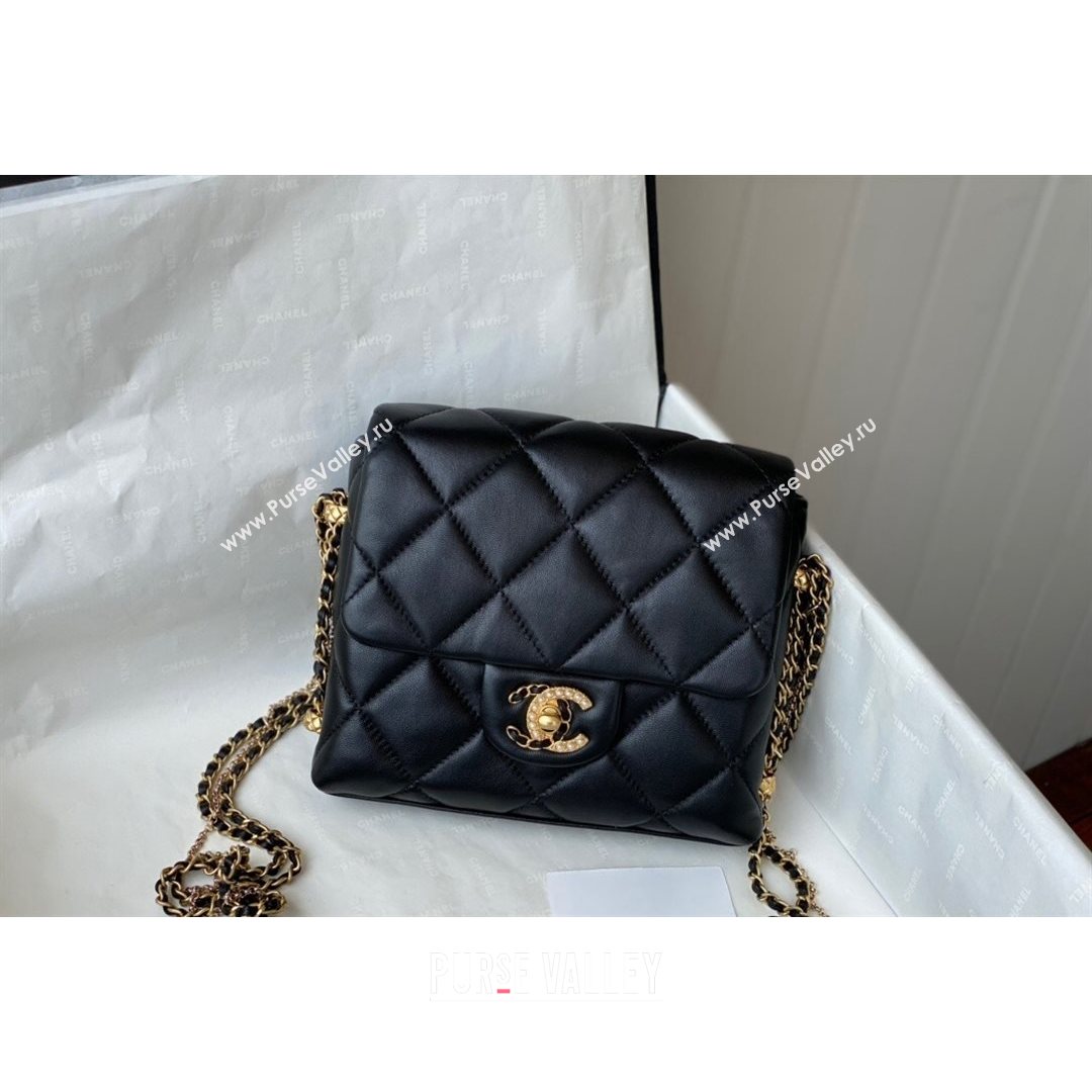 Chanel Lambskin Chain Mini Square Flap Bag AS2588 Black 2021 (SM-21082715)