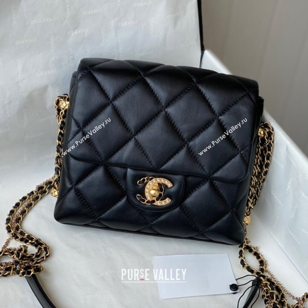 Chanel Lambskin Chain Mini Square Flap Bag AS2588 Black 2021 (SM-21082715)