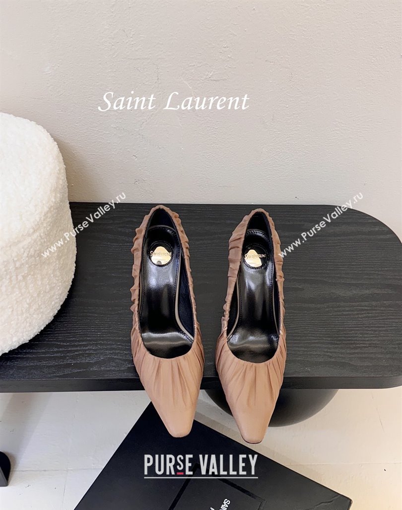 Saint Laurent Mesh Covered High Heel Pumps 11cm Taupe 2025 (MD-250424026)