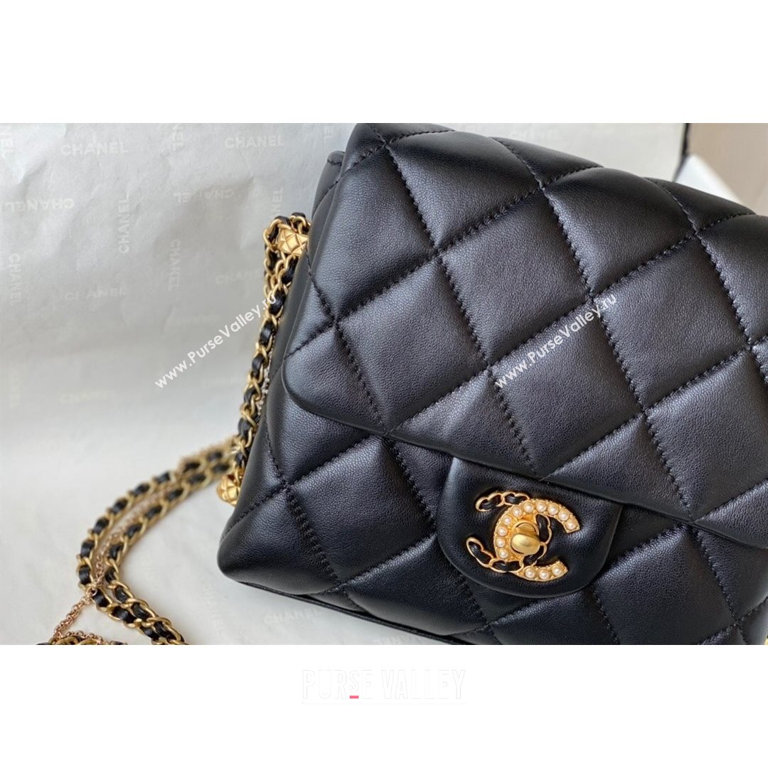 Chanel Lambskin Chain Mini Square Flap Bag AS2588 Black 2021 (SM-21082715)