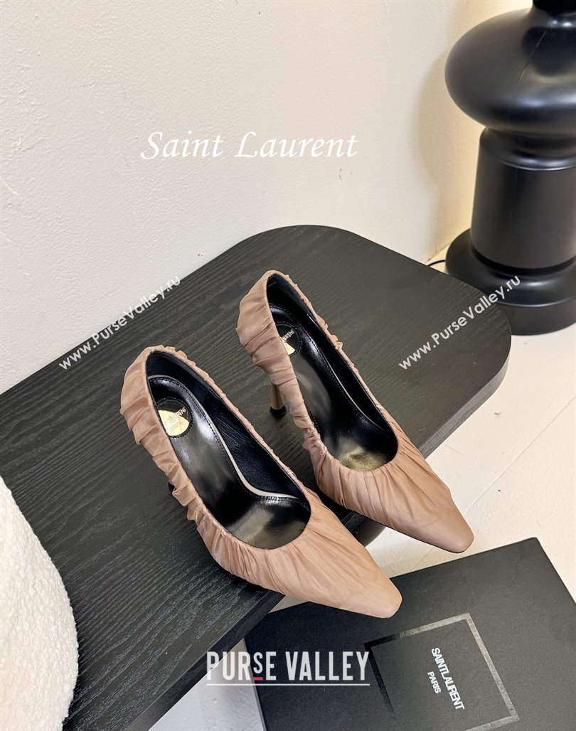 Saint Laurent Mesh Covered High Heel Pumps 11cm Taupe 2025 (MD-250424026)