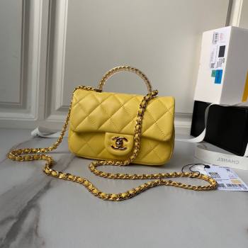 Chanel Mini Flap Bag with Top Handle AS4847 Yellow 2024 (YEZI-24051304)