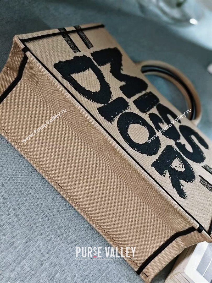 Dior Large Book Tote bag in Beige and Black Miss Dior Graffiti Embroidery 1286 2024 (DMZ-24082307)