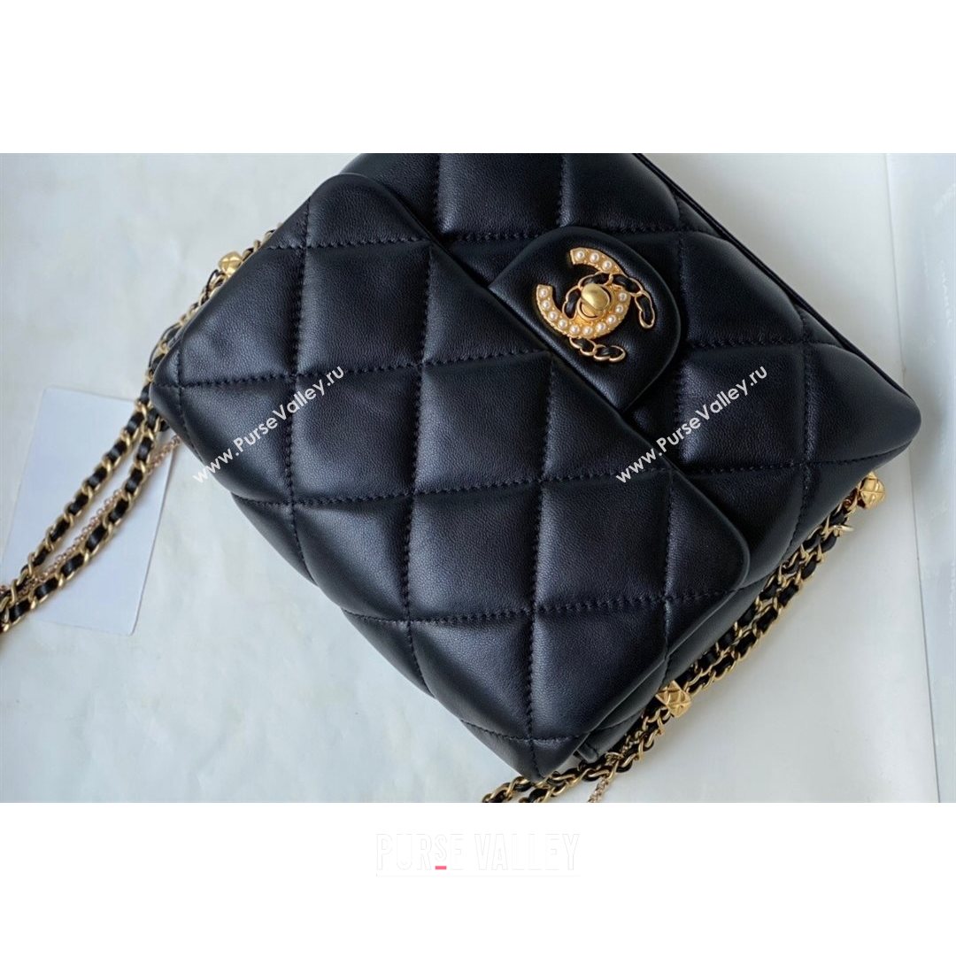 Chanel Lambskin Chain Mini Square Flap Bag AS2588 Black 2021 (SM-21082715)
